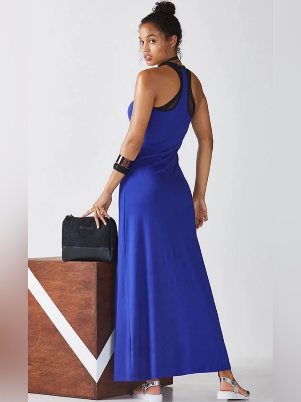 Fabletics Mosa Maxi Dress Cobalt Blue Racerback Maxi Dress Size Small